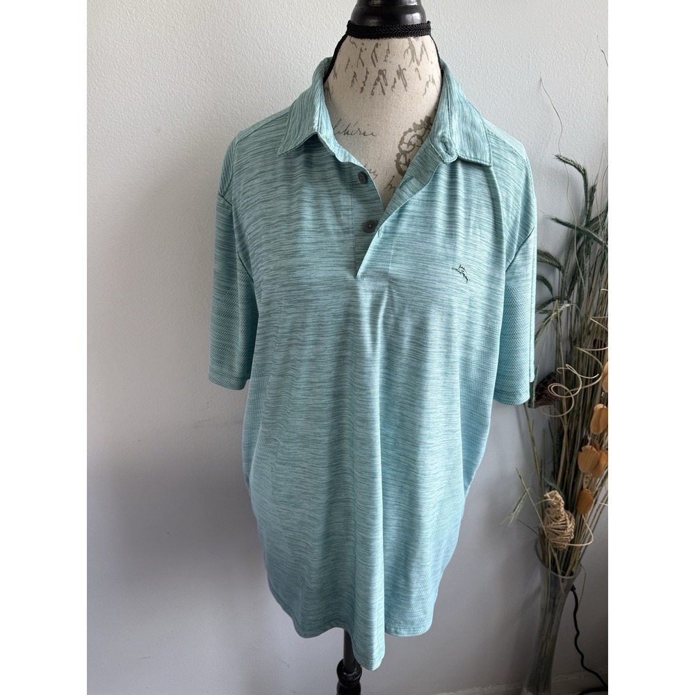 Tommy Bahama Men's XL Teal Polo Stretch Short Sleeve‎ Casual Golf